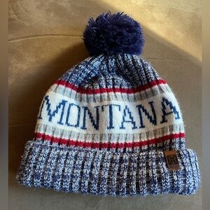 Montana MT Robin Ruth Winter Beanie Hat with a Pom-Pom Navy One Size EUC